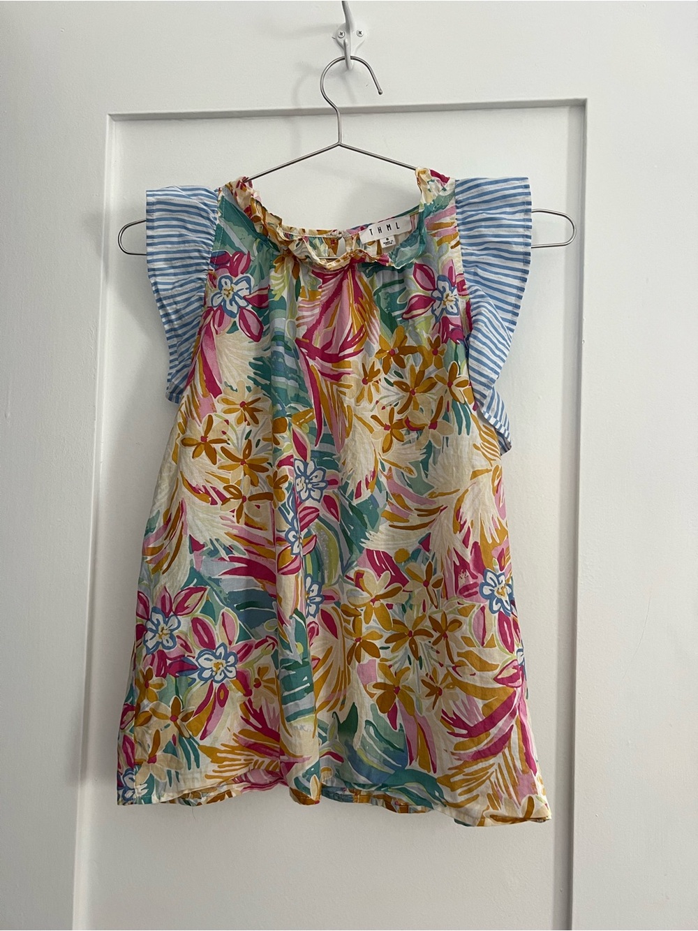 Floral Multicolor Ruffle Neck Top